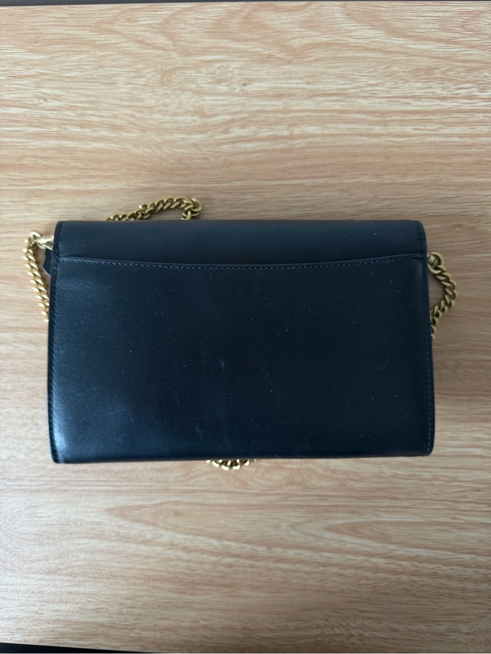Coach Black Leather Crossbody with Gold Chain and Turnlock - Picture 5 of 7